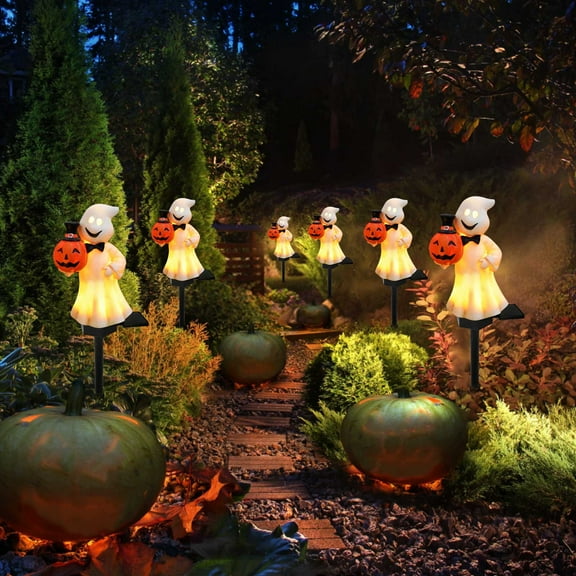 Halloween Clearance! Outoloxit Solar Outdoor Garden Halloween -o '-lantern Resin Crafts Garden Ghost Festival Decoration Ground Insertion