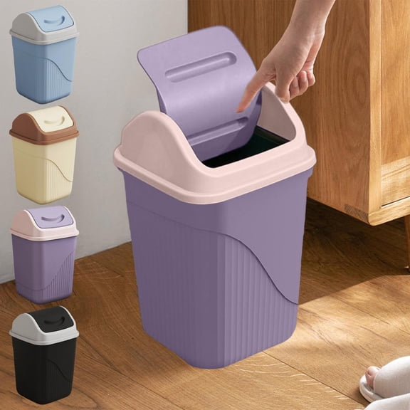 Outoloxit Square Trash Can with Two-Way Swing Lid for Odor Control, Compact Design for Office, Bathroom, and Small Spaces, Durable Plastic Waste Bin