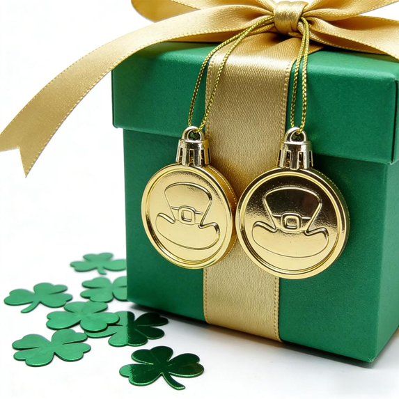 Outoloxit St. Patrick's Day Decorations, 2-Pack Mini Green & Gold Hat Coin Pendants for Party, Leprechaun Shamrock Party Favors, Prizes and Home Decoration