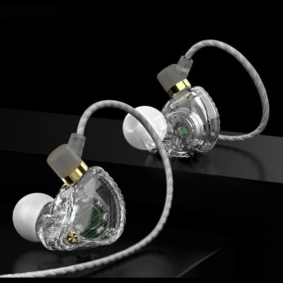 Outoloxit Transparent LED Gaming Earphones with No Delay, Wired In-Ear Headphones with Built-in Mic for Clear Calls and HIFI Sound