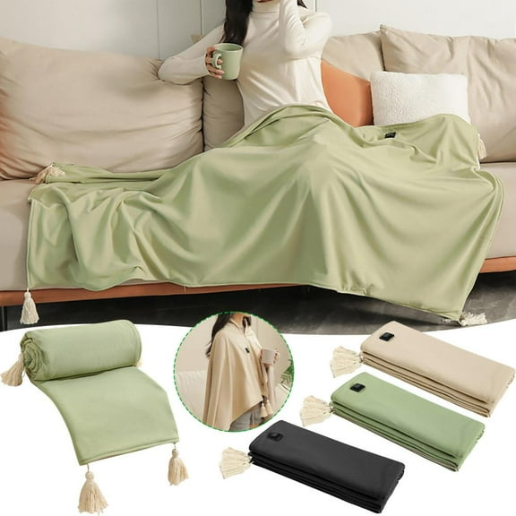 Outoloxit USB Heated Blanket for Office & Home, Washable Electric Warming Throw Shawl 59x31 Inch with Smart Temperature Control, Dual Settings, Safe for Travel Use