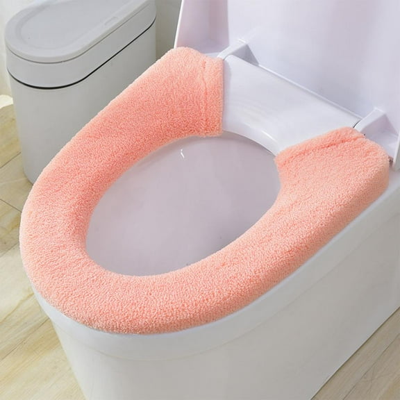 Outoloxit Universal Fit Stretchable Toilet Seat Cover - Soft Warm Fabric with Snap Closure, Washable Reusable Pad for Round and Elongated Seats, Easy Installation, 6 Colors