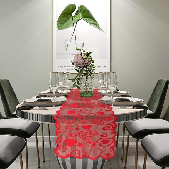 Outoloxit Valentine’s Day Placemats - Set of 2 Heart-Shaped Table Flag Meal Mats for Romantic Dinner & Galentine’s Party, 12 x 18 Inches, Easy-Clean Decoration