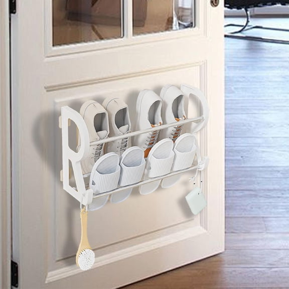 Outoloxit Wall Mounted Shoe Rack Drill-Free Adjustable 2-In-1 Shoe and Towel Storage for Bathroom and Door