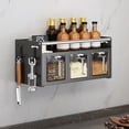 thumbnail image 1 of Outoloxit Wall Mounted Stainless Steel Spice Rack Organizer with Multiple Jars for Kitchen Condiment Storage Space Saving Set, 1 of 8