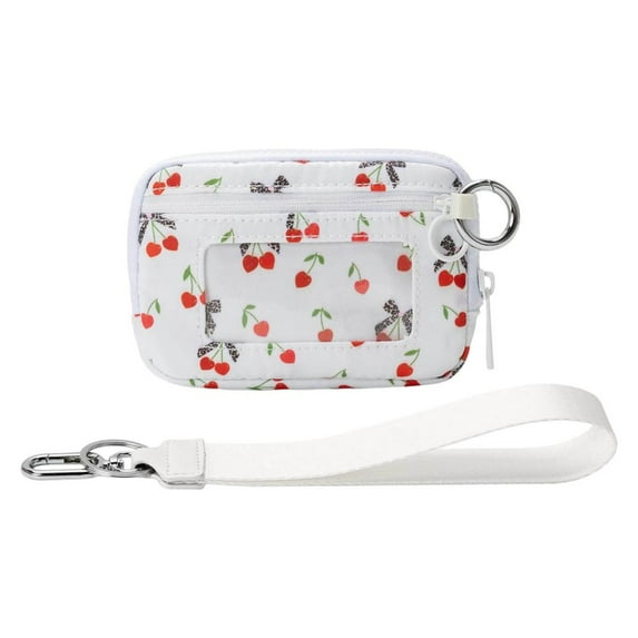 Outoloxit Waterproof Wristlet Pouch with Clear Card Slot, Portable Hands-Free Bag for Travel, Festivals and Daily Use, Strawberry Cherry Pattern