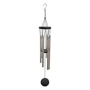 Outoloxit Wind Chimes Outdoor Deep Tone, Wind Chime Outdoor Sympathy Wind-Chime with 6, Elegant Chime for Garden Patio Black Windchimes, Silver