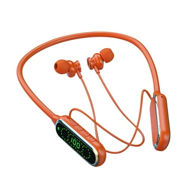 Outoloxit Wireless Headset, Bluetooth 5.4 Wireless Earphones Neck Style Long Range HiFi Surround Sound with Card Insertion and Ear Return Bluetooth Earphones, Orange