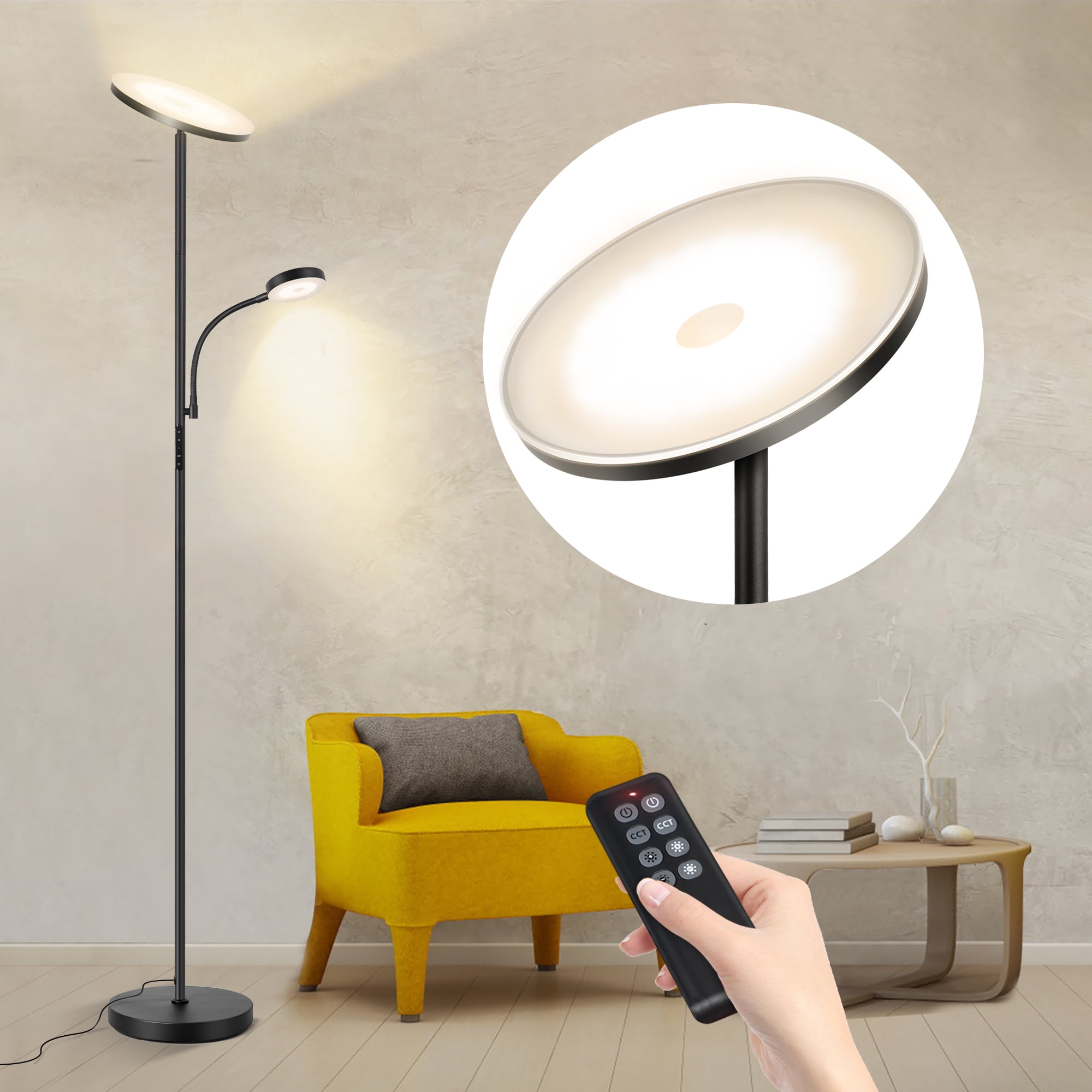 Dimmable Floor Lamp, Bright Tall Mother-Daughter LED with Remote Controller  – Inateck Official