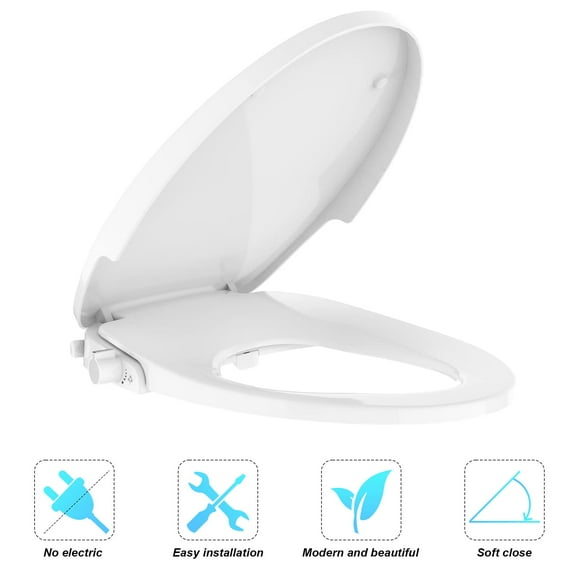 Outop Non-Electric Dual Nozzle Bidet Toilet Seat with Easy Installation