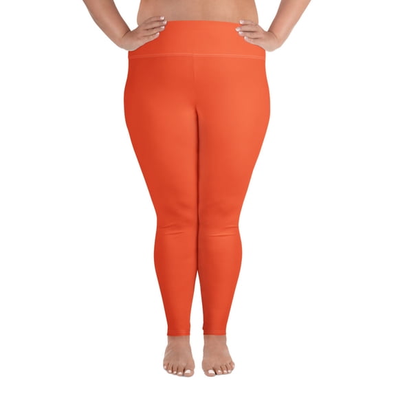 Outrageous Orange, Orange Plus Size Leggings, Orange Leggings for Plus Size, Big Size Orange Leggings, Orange Leggings for Big Women