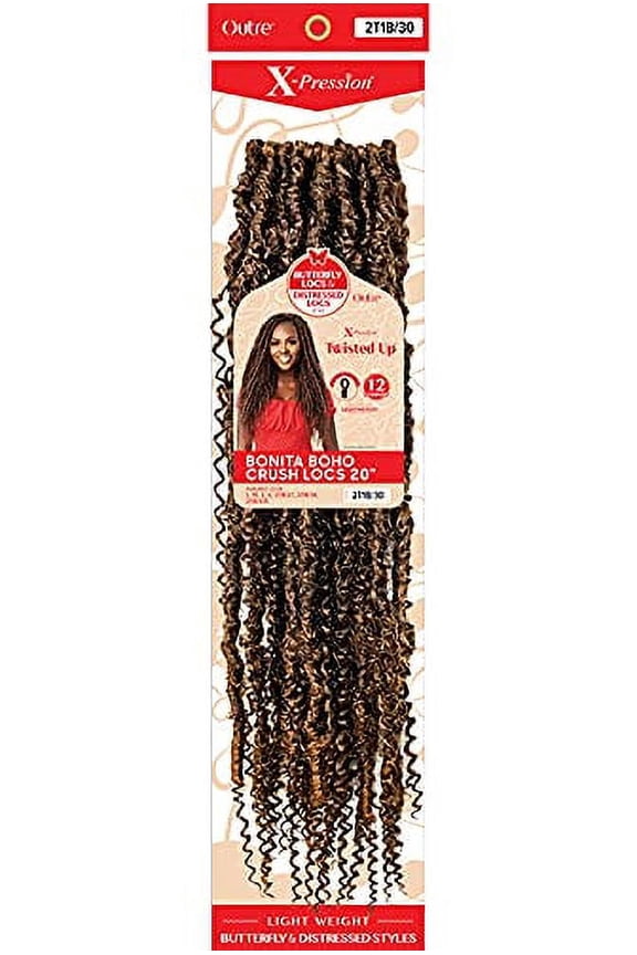 Outre Braid X-Pression Twisted Up Butterfly Locs Distressed Locs BONITA BOHO CRUSH LOCS 20” (3-PACK, 4)