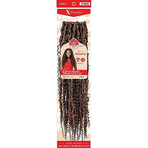 Outre Braid X-Pression Twisted Up Butterfly Locs Distressed Locs BONITA BOHO CRUSH LOCS 20 (3-PACK, 4)