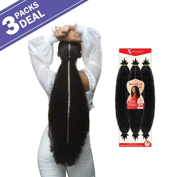 Outre Crochet Braids Twisted Up 3X Springy Afro Twist 24" (3-Pack, 1B)