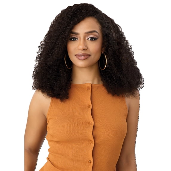 Outre Everroot 100% Unprocessed Human Hair Half Wig- Deep Curl 18" (Color : Natural)