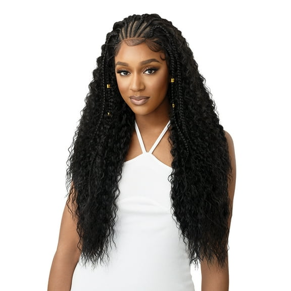 Outre HD Pre-Braided Lace Frontal Wig 13X4 Stitch Braid Ripple Wave 30" (1B)