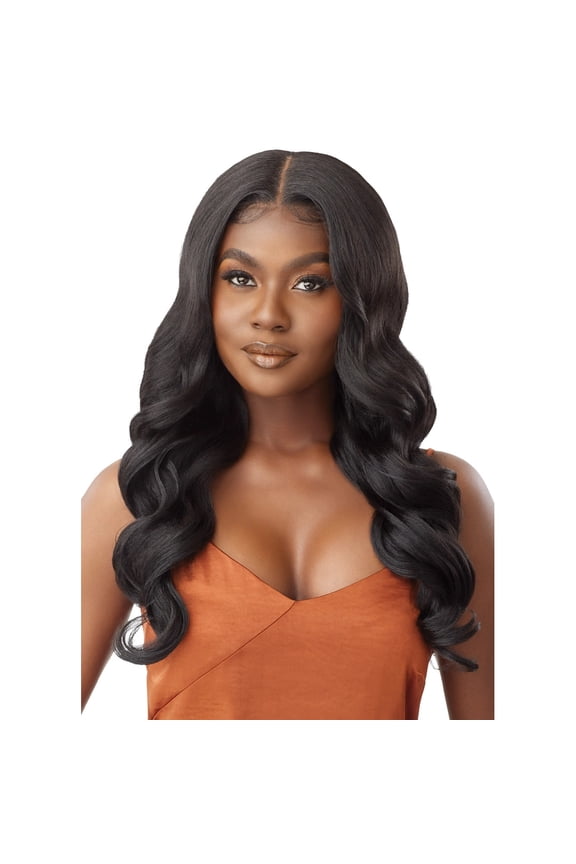 Outre Human Hair Blend Glueless HD 5X5 Lace Closure Wig Body Curl 24" (DR4/GDNHNBL)