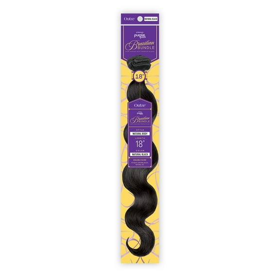 Outre Human Hair Blend Weave Premium Purple Pack Brazilian Bundle Natural Body (18-36") [36"] (JET BLACK)