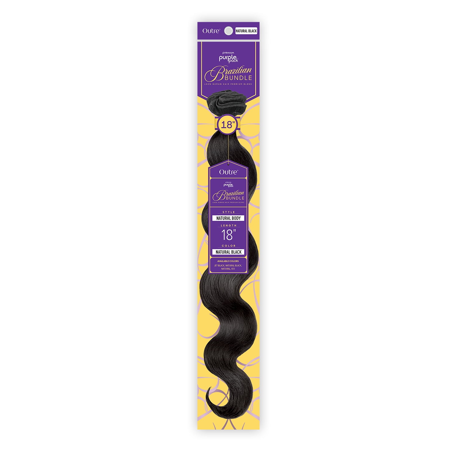 Outre Human Hair Blend Weave Premium Purple Pack Brazilian Bundle Natural Body (18-36") [36"] (NATURAL BLACK)