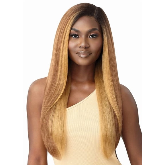 Outre Natural Yaki Glueless Lace Front Wig / Color: DR COPPER ORANGE / Length: 26 INCH Lace Wigs