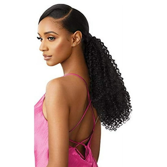 Outre PRETTY QUICK Premium Heat Resistant Synthetic Salon Style Wrap Ponytail Bulk-Free Quick Easy Styling Lightweight Soft Feel & Natural Luster - BOHEMIAN COILS 18" (2T1/350)