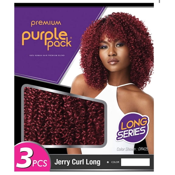 Outre Purple Pack 3Pcs Long Length Wavy Style Human Hair Blend Weaves-Jerry curl