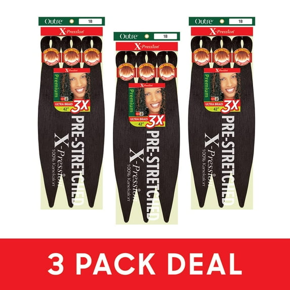Outre X-PRESSION Ultra Braid Pre-streteched Braid 42" 3X (3 Packs, 2T1B/2730)