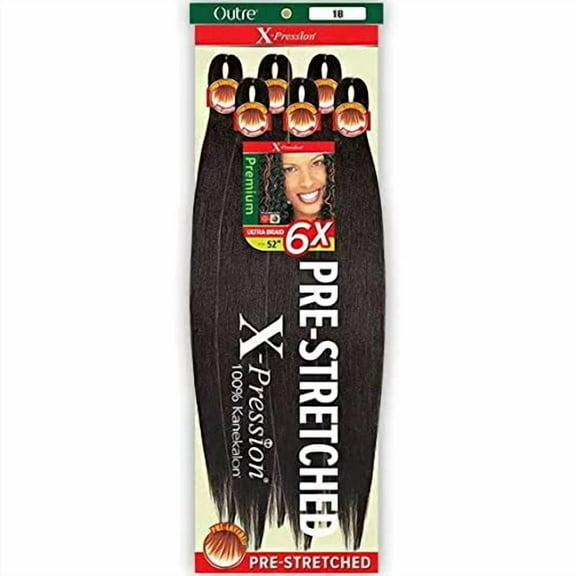 Outre X-Pression Pre-Stretched 6X ULTRA BRAID 52 (Color:1B Off Black, Pack of 5)
