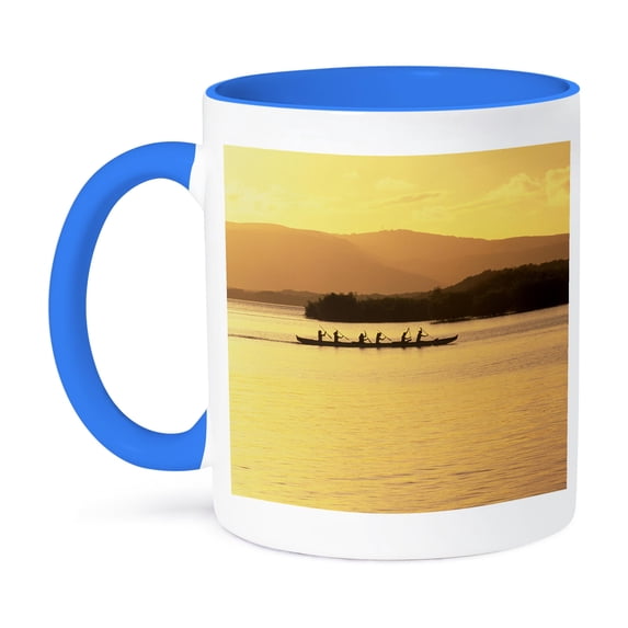3dRose, Outrigger canoe Sunset Molokai Hawaii - US12 DPB0074 - Douglas Peebles, 15oz Two-Tone Blue Mug