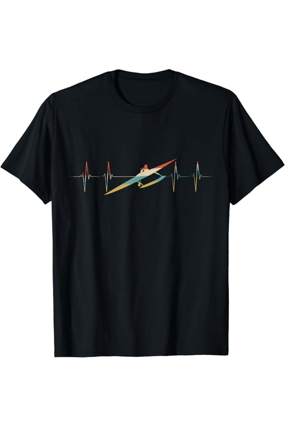 Outrigger Canoeing Heartbeat Retro ECG EKG T-Shirt