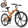 Outroad 26 Inch Folding Mountain Bike, 21 Speed Full Suspension High