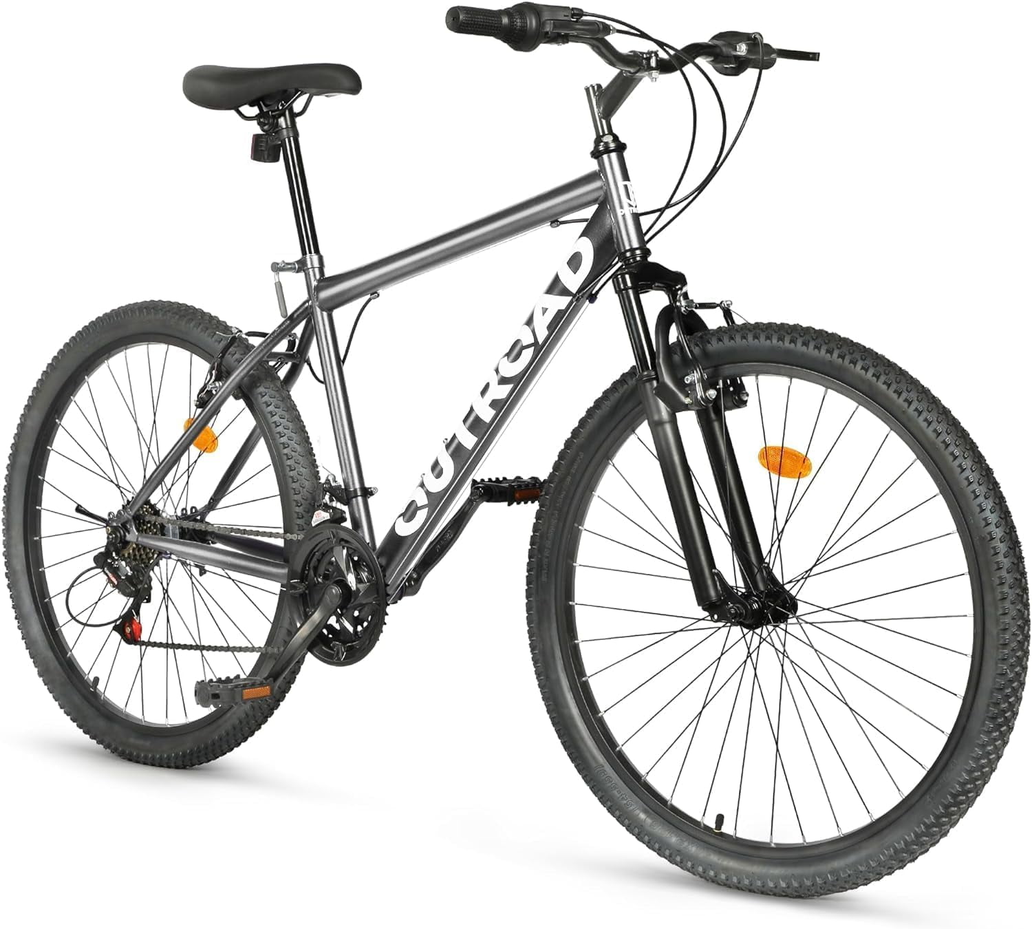 Outroad 26 Inch Mountain Bike, 21-Speed/High-Carbon Steel/Aviation Grade Frame, Dual Disc/V Brake, Adjustable Ergonomic Seat Bycycle for Men Women Adult, Quick Assembly in 20 Minutes
