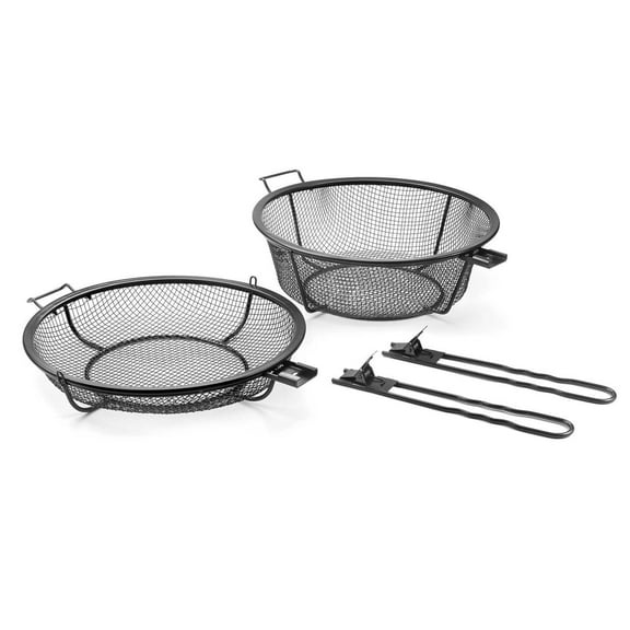 Outset Chef's Jumbo Outdoor Grill Basket and Skillet with Removable Handles, 11"