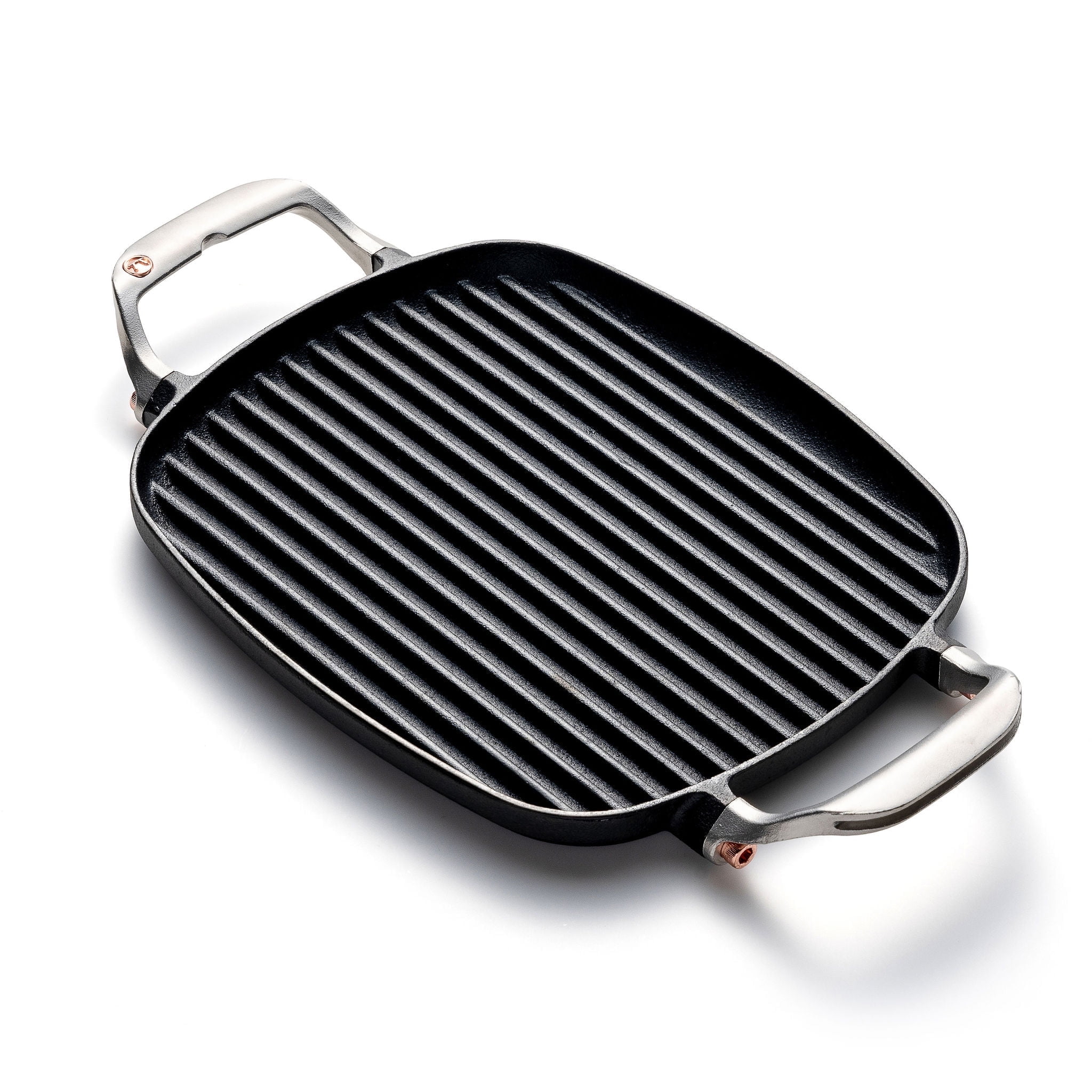 Outset Cast Iron Grill Pan With Ridges, 8.5” x 14.25” x 1.5” Pan for BBQ and Stovetop