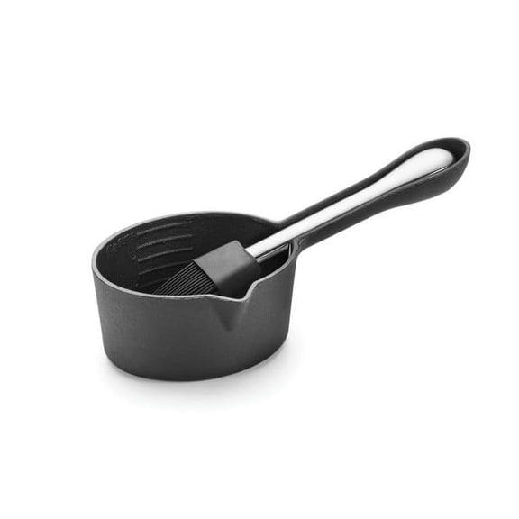Outset Cast Iron Sauce Pot With Nesting Silicone Basting Brush