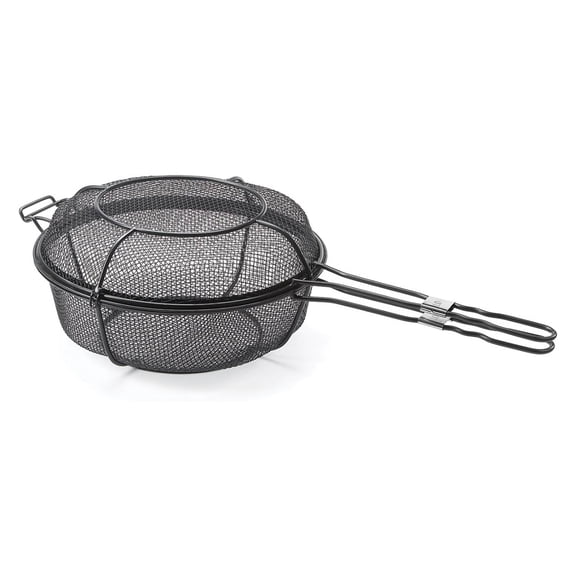 Outset Chef's Outdoor Grill Basket and Skillet with Lid, 11.75" Diameter