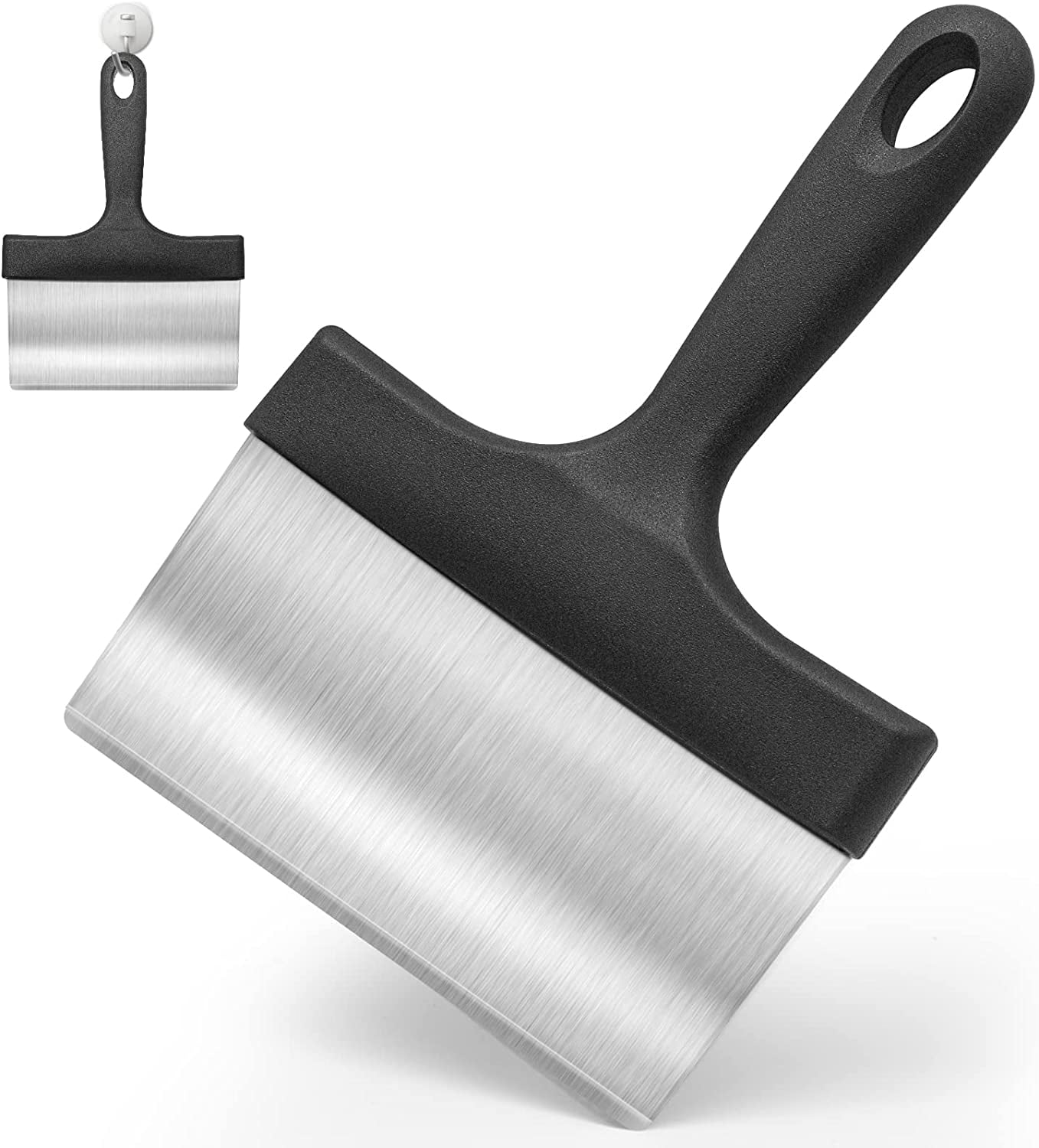Outset Griddle Scraper with Handle, Stainless Steel, 9” x 6.4” x 0.8”