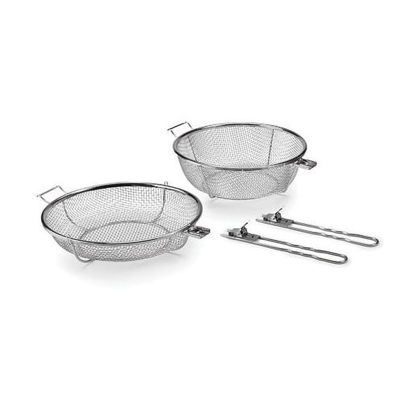 Outset Jumbo Grill BBQ Basket with Removable Handles, Stainless Steel