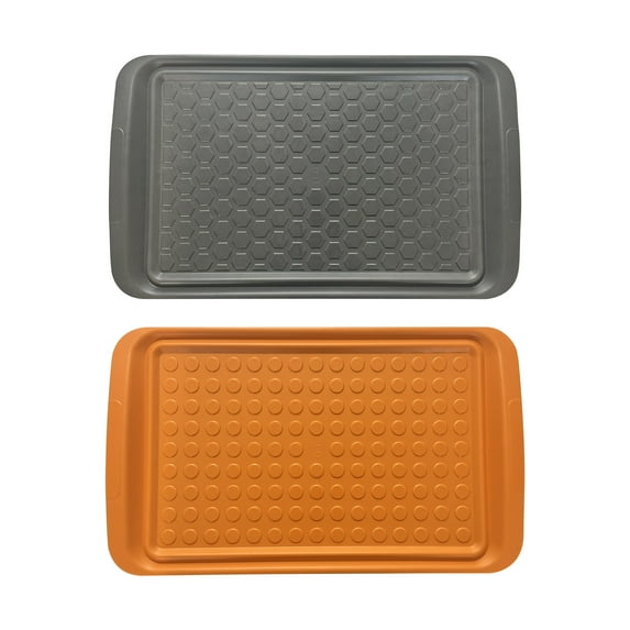 Outset Large Prep Trays Set of 2, Orange and Black, 17.2” x 10.5 “