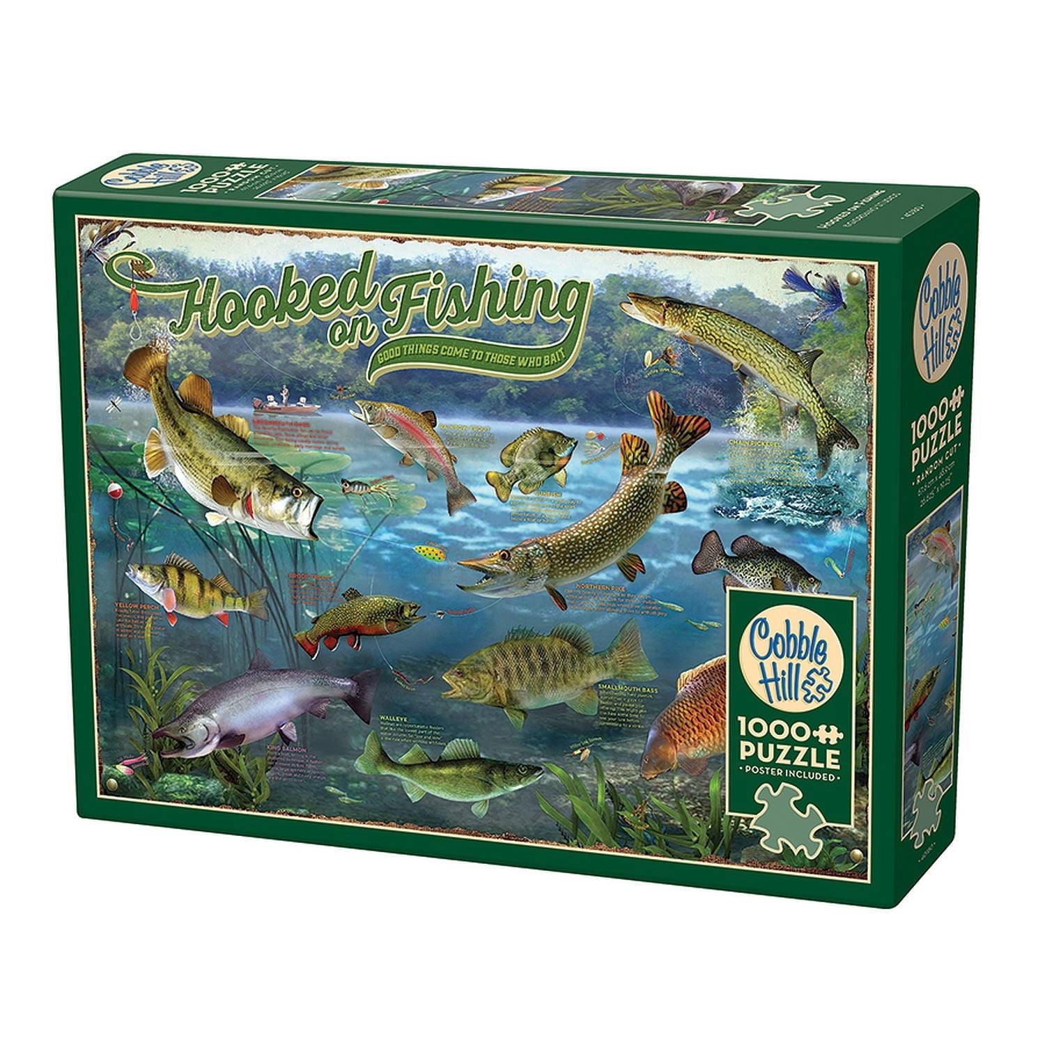 Cobble Hill 1000 Piece Puzzle - Hooked on Fishing - Sample Poster Included