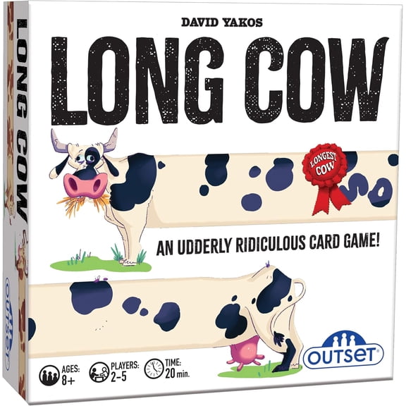 Outset Media Long Cow Udderly Ridiculous Card Game, 110 Cards, 0.65 lb, 2-5 Players, Ages 8+