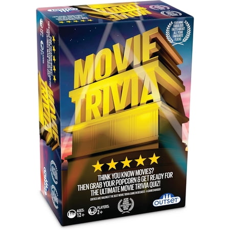 Outset Media Movie Trivia Ultimate Movie Trivia Quiz Card Game, 100 Double-Sided Cards, 0.7 lb, 2+ Players, Ages 12+