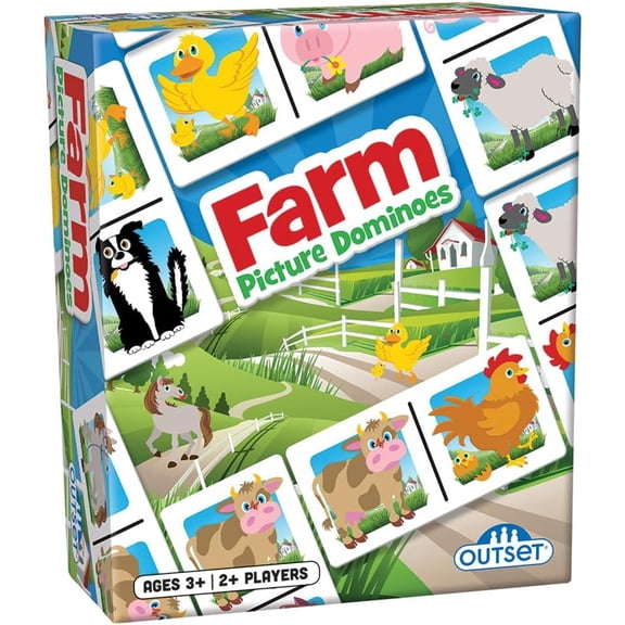 Picture Dominoes: Farm Themed Matching Game for prechoolers - Contains 36 Dominoes - for 2 or More Players Ages 3 and up