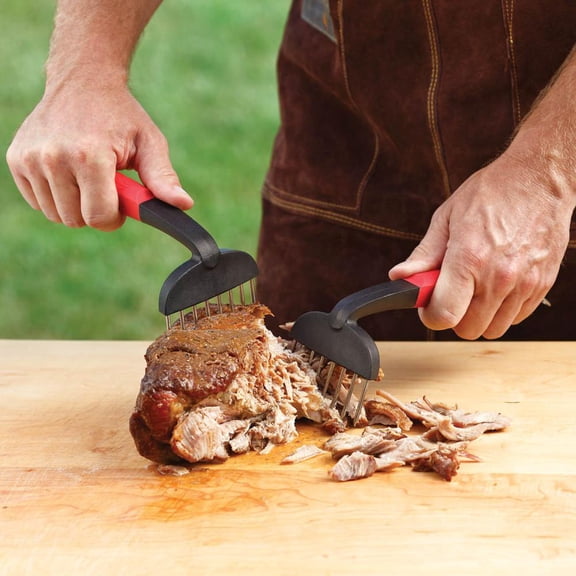 Outset Meat Shredders With Stainless Steel Tines And Soft-Grip Handles - Set Of 2