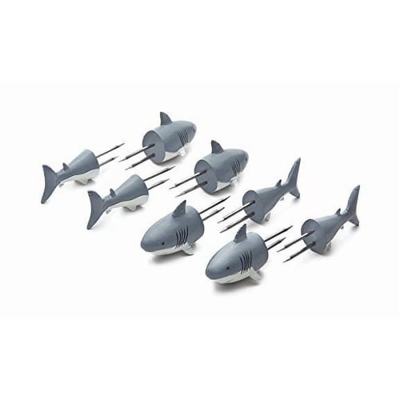 Outset Shark Corn Holders, Set of 4 Pairs of Corn on the Cob Handles, 1.38" x 5" x 7"