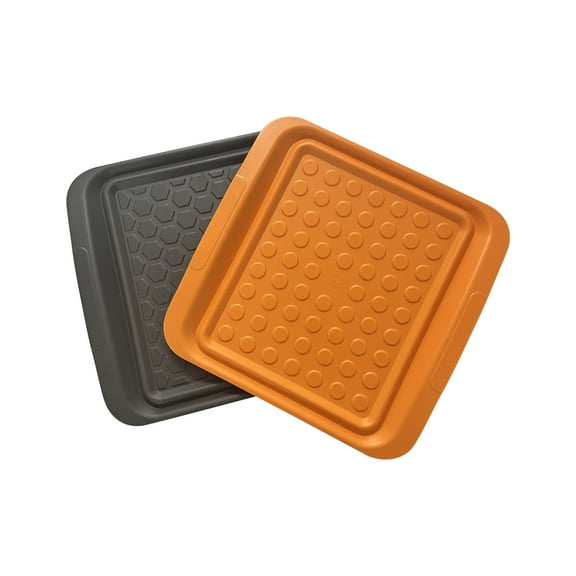 Outset Small Prep Trays, Orange and Black, Set of 2, 10.65 x 10.65