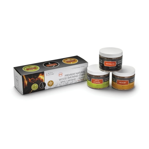 Outset Smoker Wood Chip Gift, Set 3, Apple, Hickory and Mesquite Woodchips