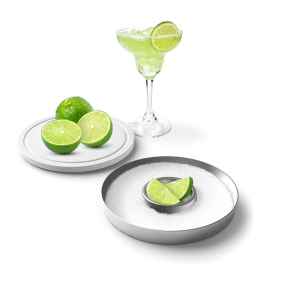 Outset Stainless Steel Cocktail Rimmer with Lid, 6" x 6" x 1. 1"