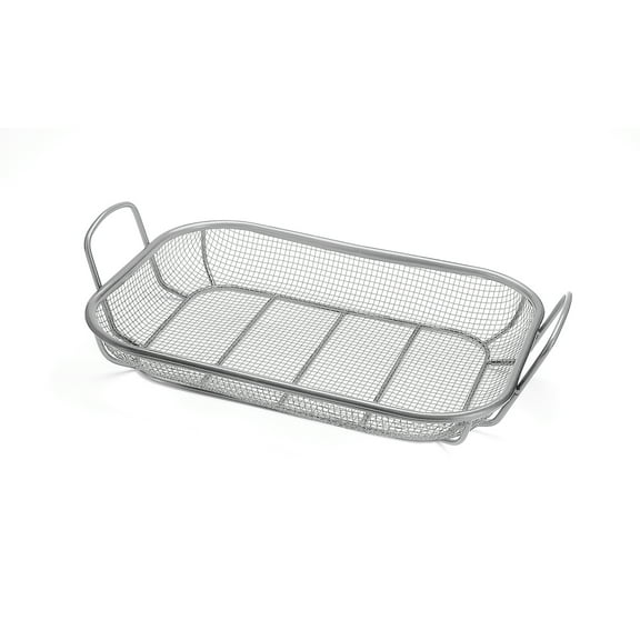 Outset Stainless Steel Grill Basket for Grilling and Roasting, 17.25" x 11.25" x 4"