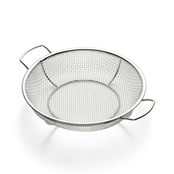 Outset Stainless Steel Shallow Mesh Grill Basket With Handles, 12" x 15"